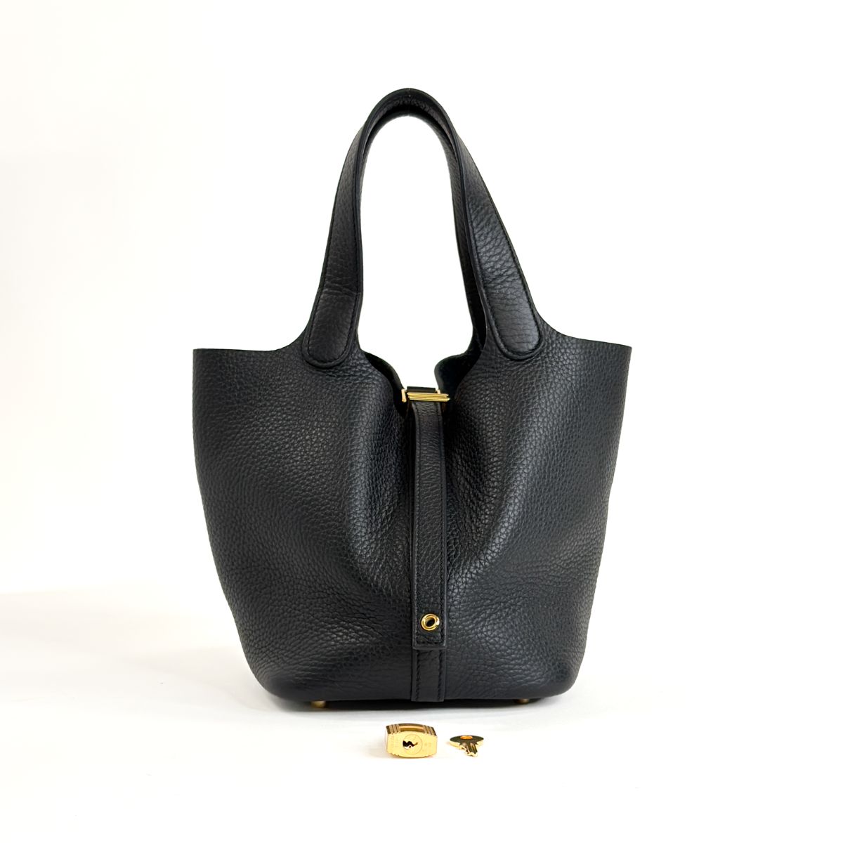 【ABランク】エルメス ピコタンロック18 PM ブラック トリヨンクレマンス GD金具 B刻印 HERMES Picotin Lock 18 ハンドバッグ トートバッグ レザー 本革 ノワール 黒 ゴールド金具 レディース