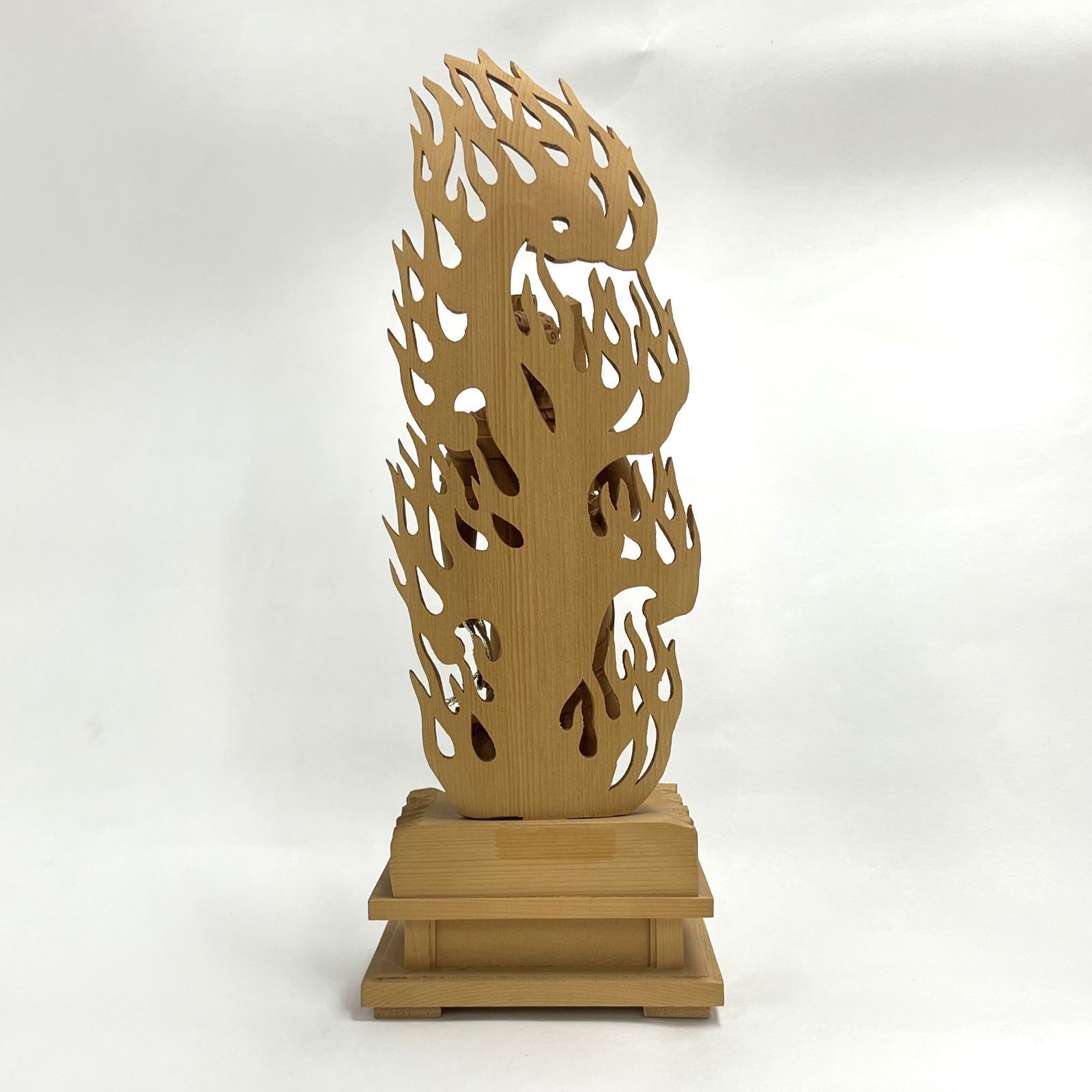展示品アウトレット】不動明王 立像 4寸 総高さ25cm 木彫り 仏像 炎