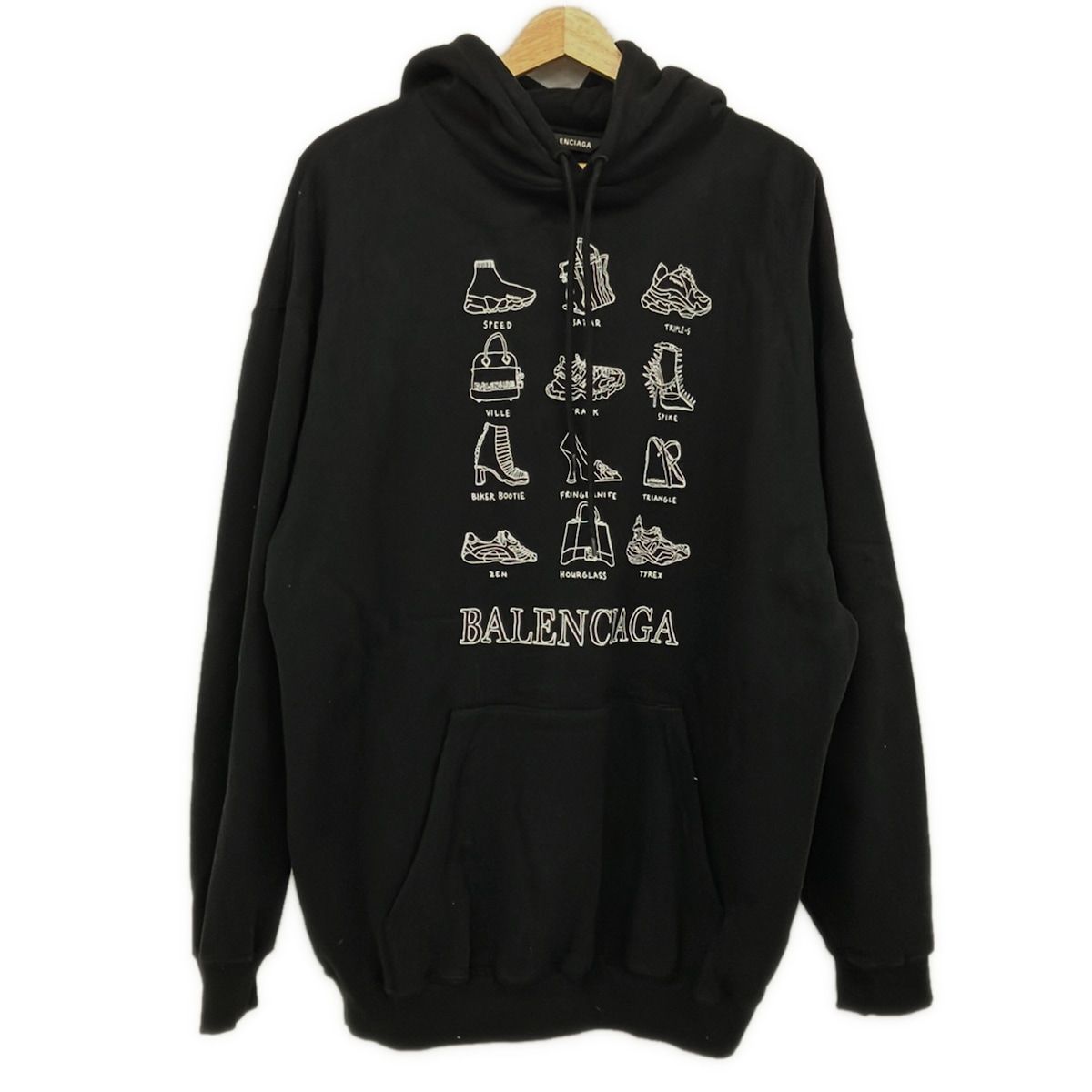 BALENCIAGA(バレンシアガ) パーカー サイズM メンズ美品 - 570811 YJV06 黒×白 長袖