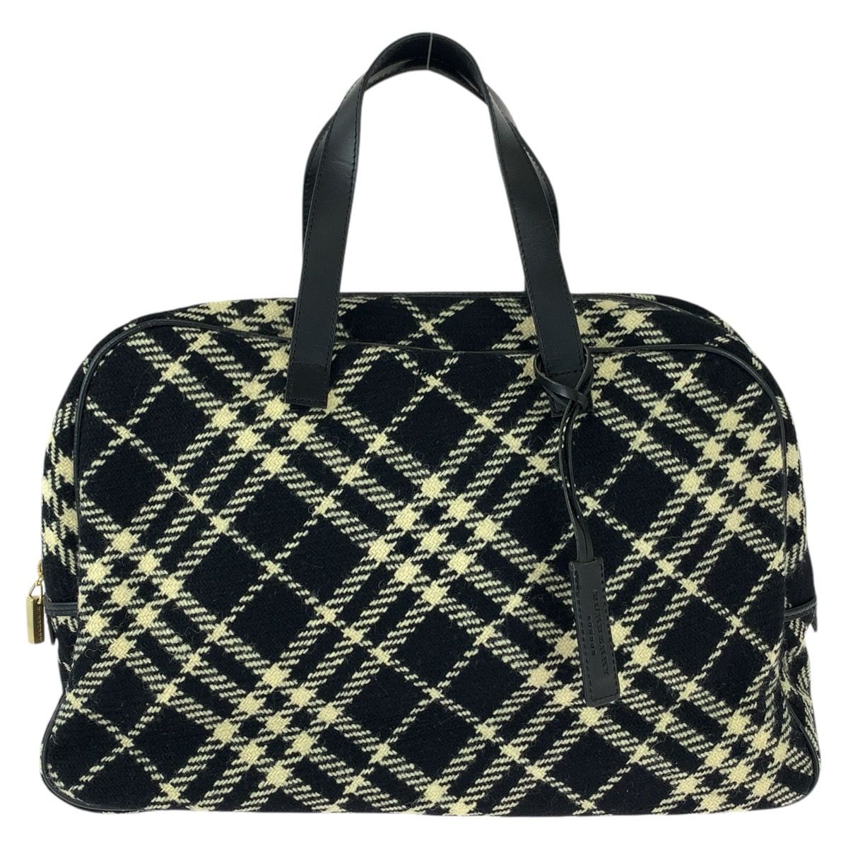 美品 BURBERRY バーバリー チェック柄 ブラック オフホワイト ゴールド 