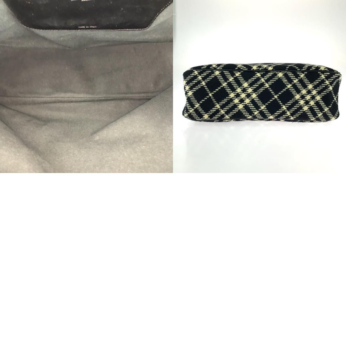 美品 BURBERRY バーバリー チェック柄 ブラック オフホワイト ゴールド 