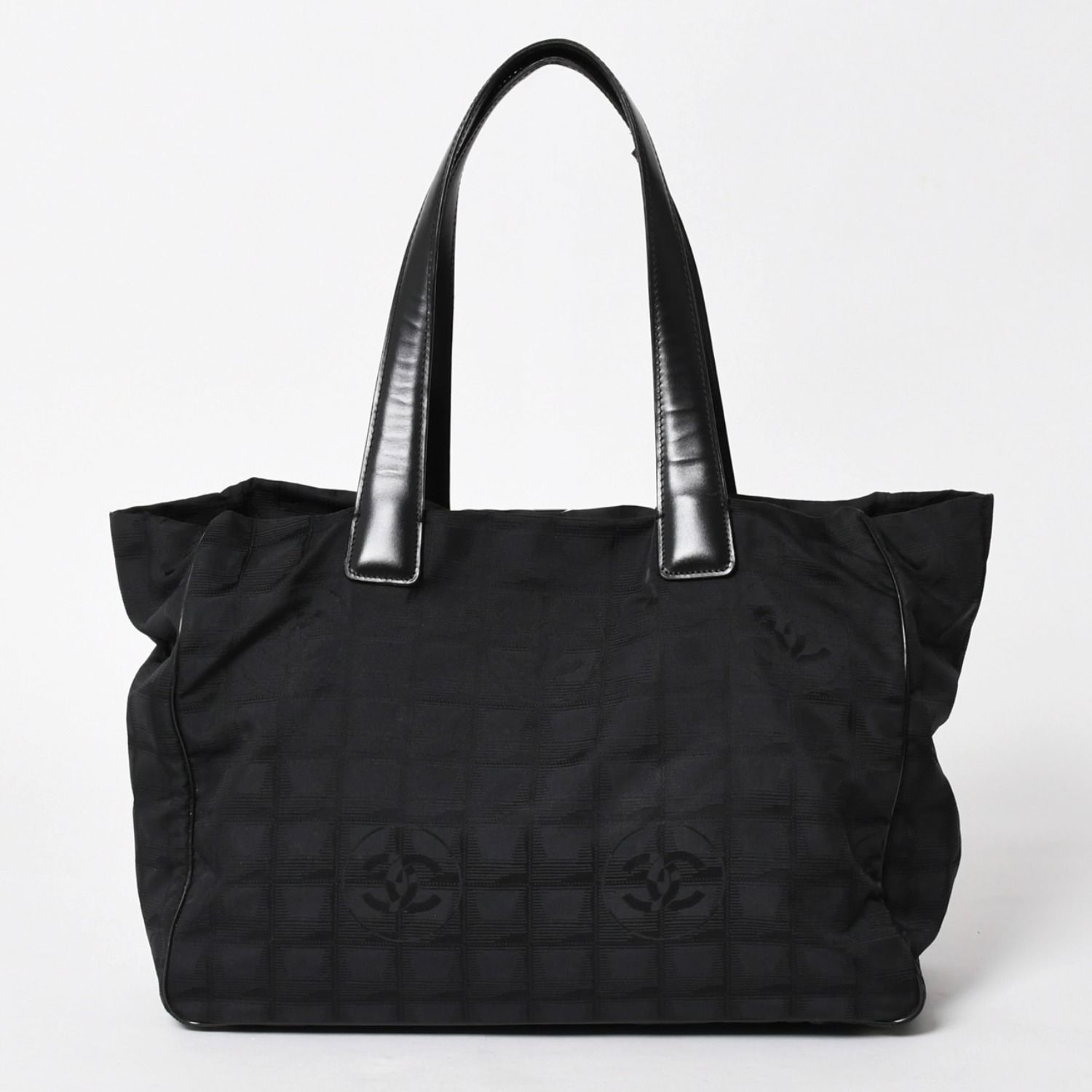 CHANEL シャネル ニュートラベルライン トートバッグ MM A15991 ブラック ナイロンジャガード 9番台 ココマーク ゴールド金具 美品 中古 4a005811