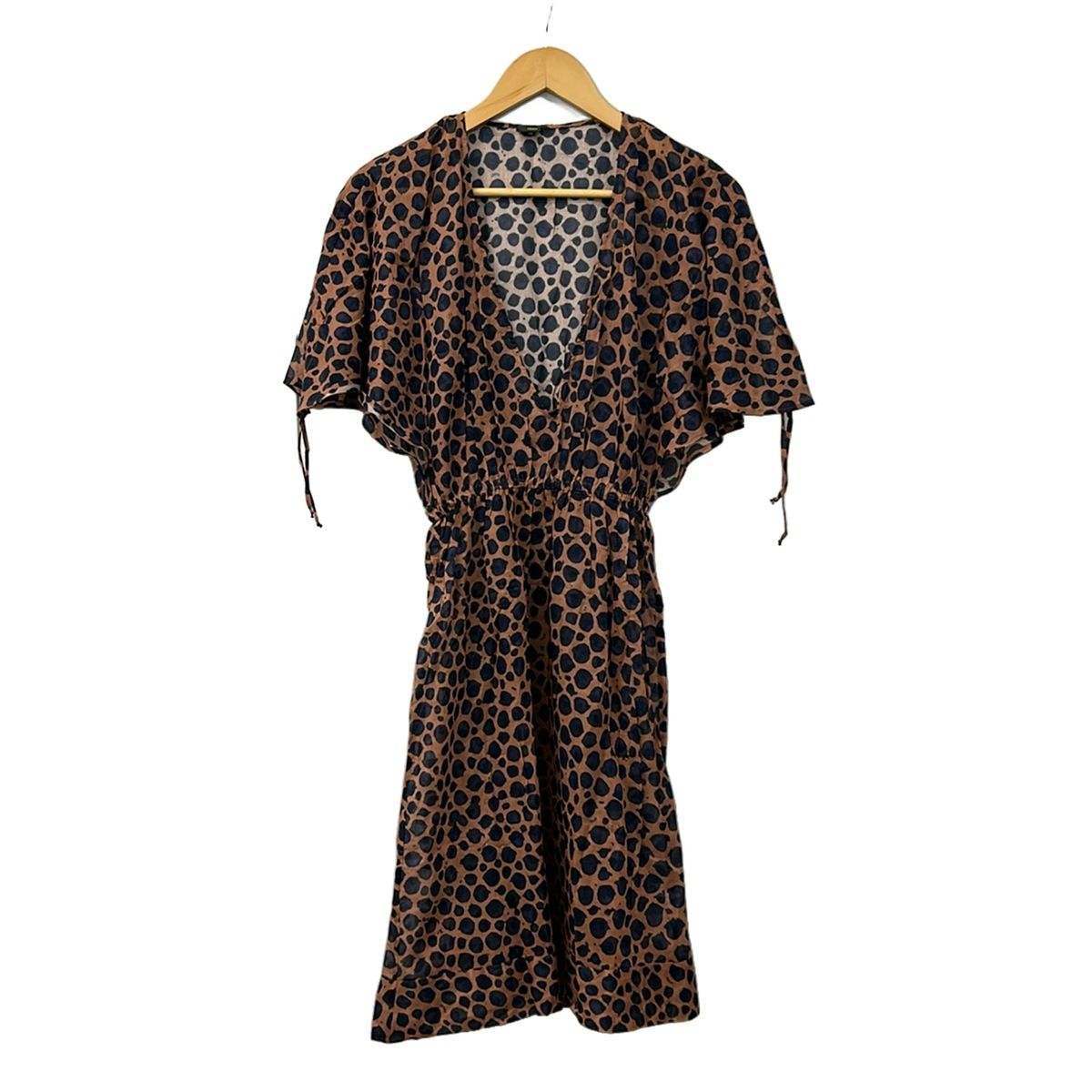 FENDI(フェンディ) ワンピース サイズ38 S レディース - ライトブラウン×ダークネイビー×黒 半袖/ひざ丈/シースルー 7,630円
