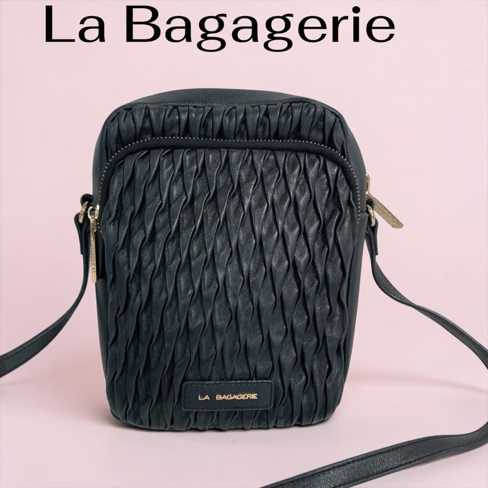 LA BAGAGERIEラバガジェリー本革ショルダー黒レザーバッグヴィンテージ 