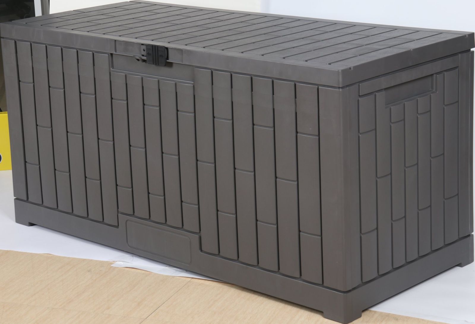 新入荷｜【グレー 450L 59*135*65cm】戸外収納庫 レンガ調　収納ボックス 置き配 ゴミ箱 小型 屋外 ストッカー 防水/耐侯 収納可能 ガーデン/庭/ベランダ 頑丈 【グレー】