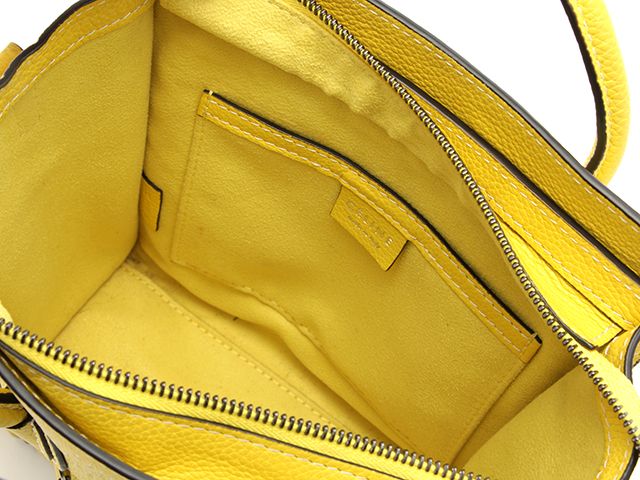 CELINE セリーヌ ラゲージ ナノショッパー イエロー レザー