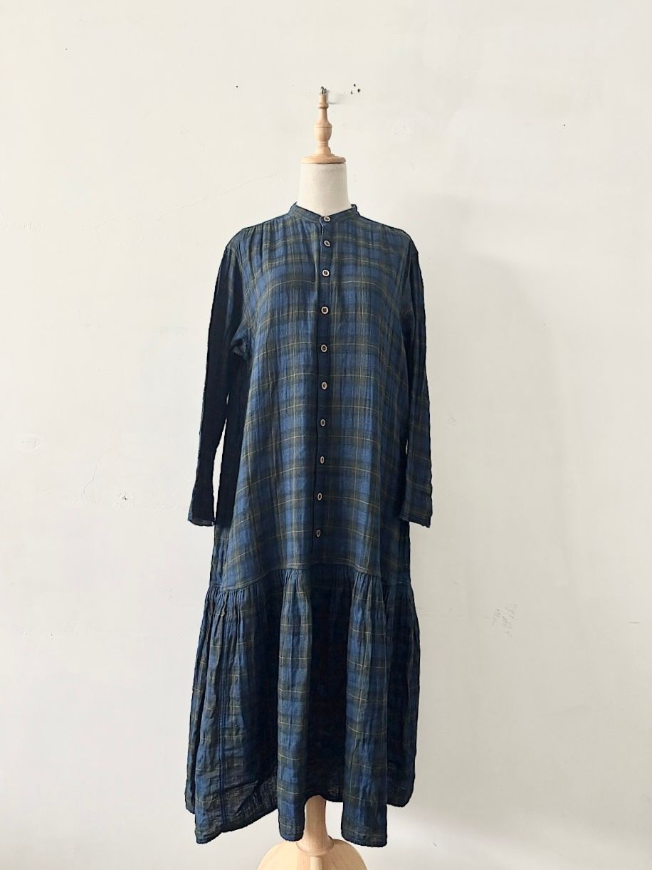 【美品】45R　ふわふわ二重織ガーゼドレス　ワンピース