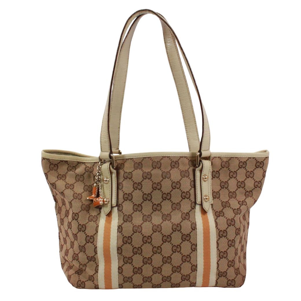 GUCCI グッチ シェリーライン 137396 トートバッグ GGキャンバス/レザー ベージュ/アイボリー/イエロー【中古】 レディース