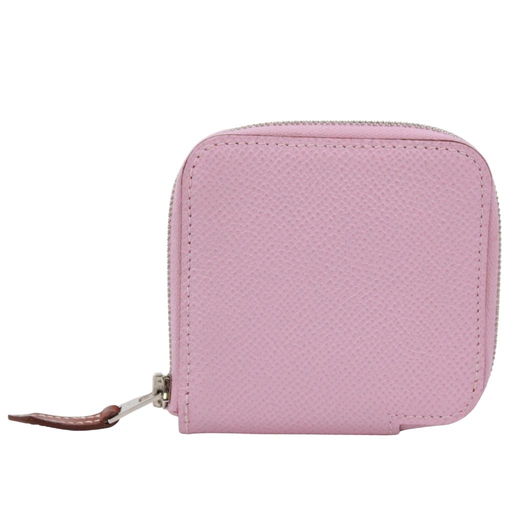 HERMES エルメス 小銭入れ ミニ財布 アザップ コンパクト シルクイン コインケース ヴォーエプソン/シルク ピンク U刻印【中古】 レディース