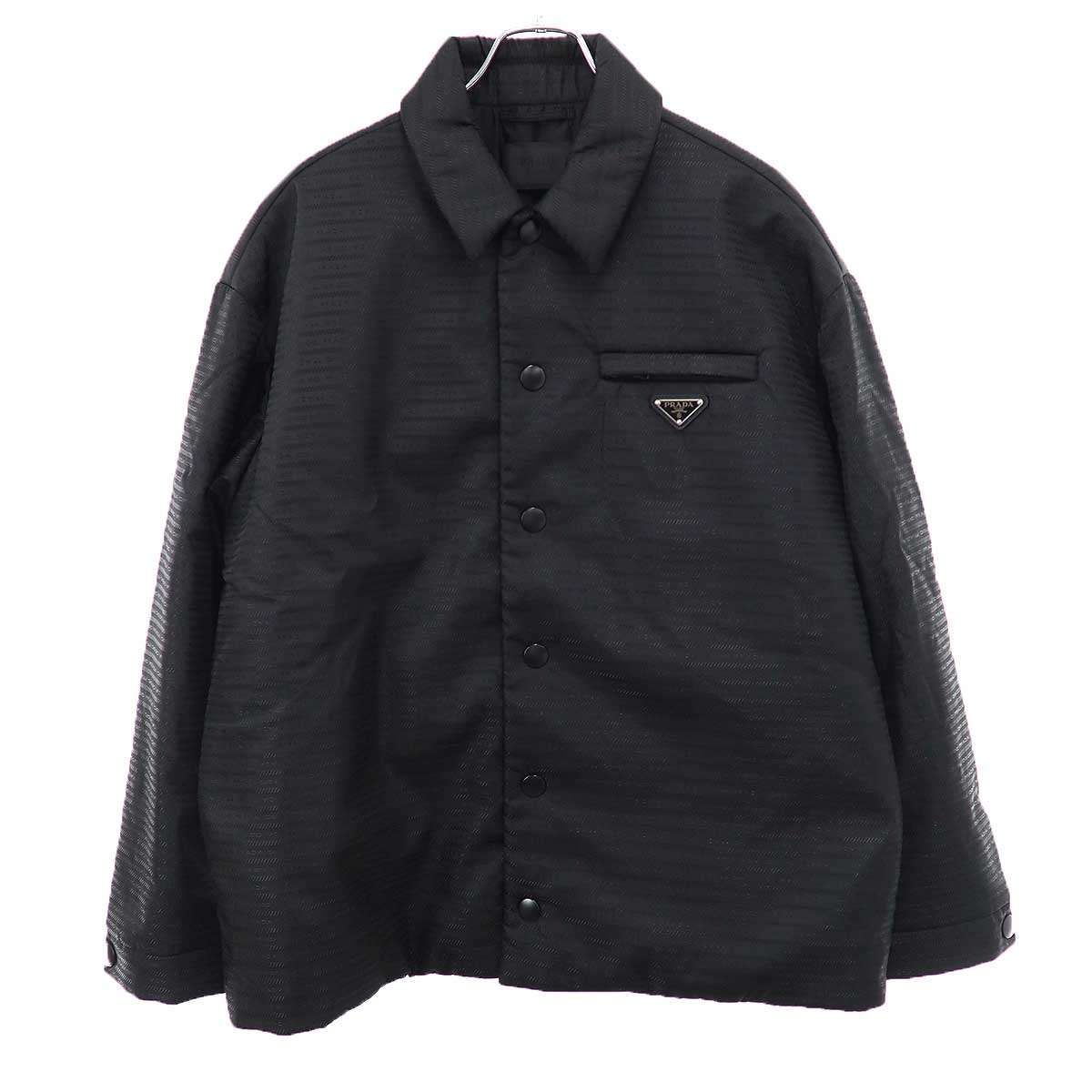 PRADA プラダ RE-NYLON ロゴプレート パテッドシャツジャケット SC615 ブラック M