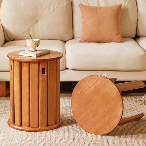 スツール 木製 4脚セット スタッキングスツール 積み重ね 丸椅子 スタッキングチェア サイドテーブルにも 天然木 完成品 ダイニング リビング 玄関 省スペース (ナチュラル)ｍａ