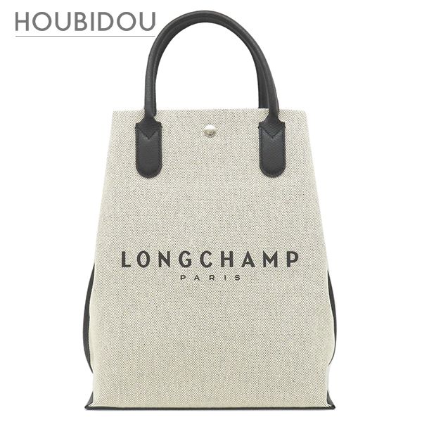 ロンシャン LONGCHAMP トートバッグ ショッピングバッグ コットンキャンバス エクリュ シルバー金具 トート 10211 HSG【中古】