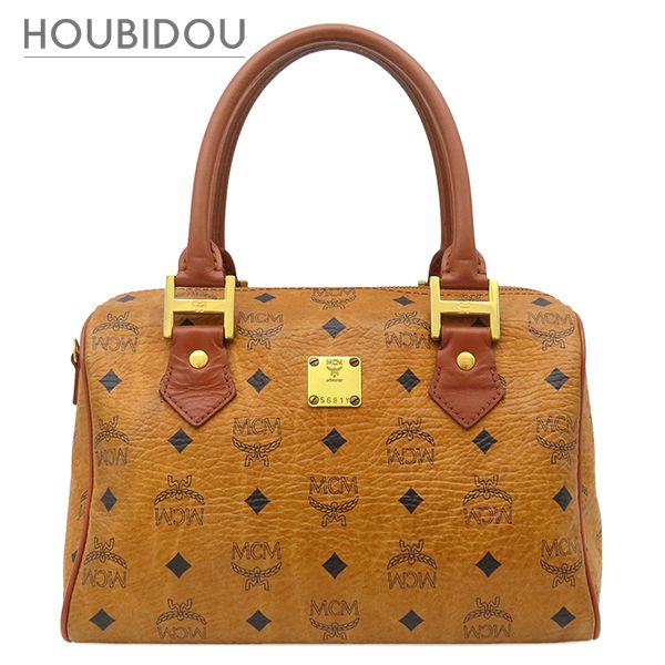 エムシーエム MCM 2WAYバッグ ヴィセトス ミニ ボストン PVC コニャック ゴールド金具 ハンドバッグ ショルダー MCM 茶 【中古】