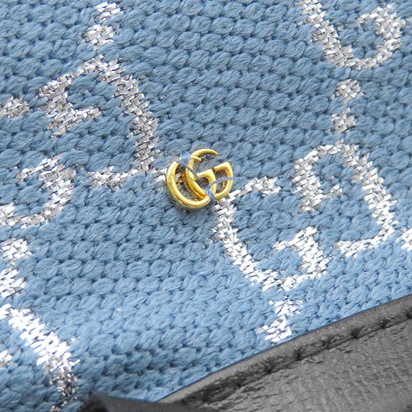 グッチ GUCCI ベレー帽 GGラメ ウール ナイロン レザー ブルー L 青