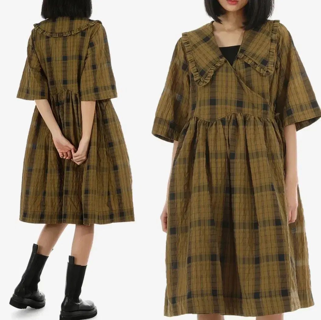 GANNI ガニー ピーターパン カラ CHECK ラップ ONE PIECE