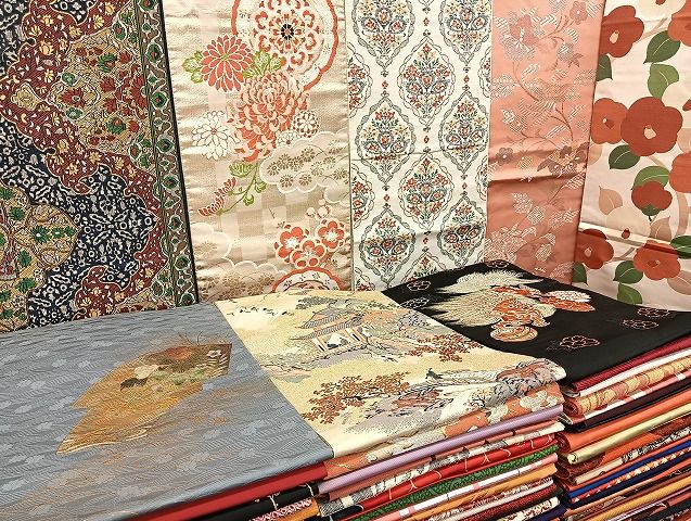 平和屋着物■名古屋帯 まとめて100点 鶴 尾長鳥 唐獅子 人物 風景 菊 更紗 正倉院 アンティーク 金彩 金銀糸 未使用品有 全て正絹 mmm1410