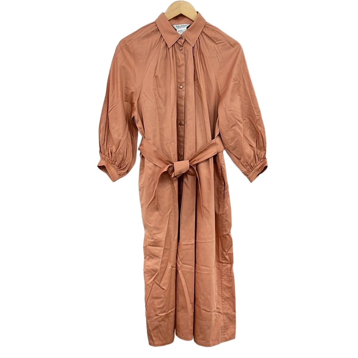 Max Mara(マックスマーラ) ワンピース サイズ38 S レディース - ライトブラウン レギュラーカラー/長袖/ロング/シャツワンピ