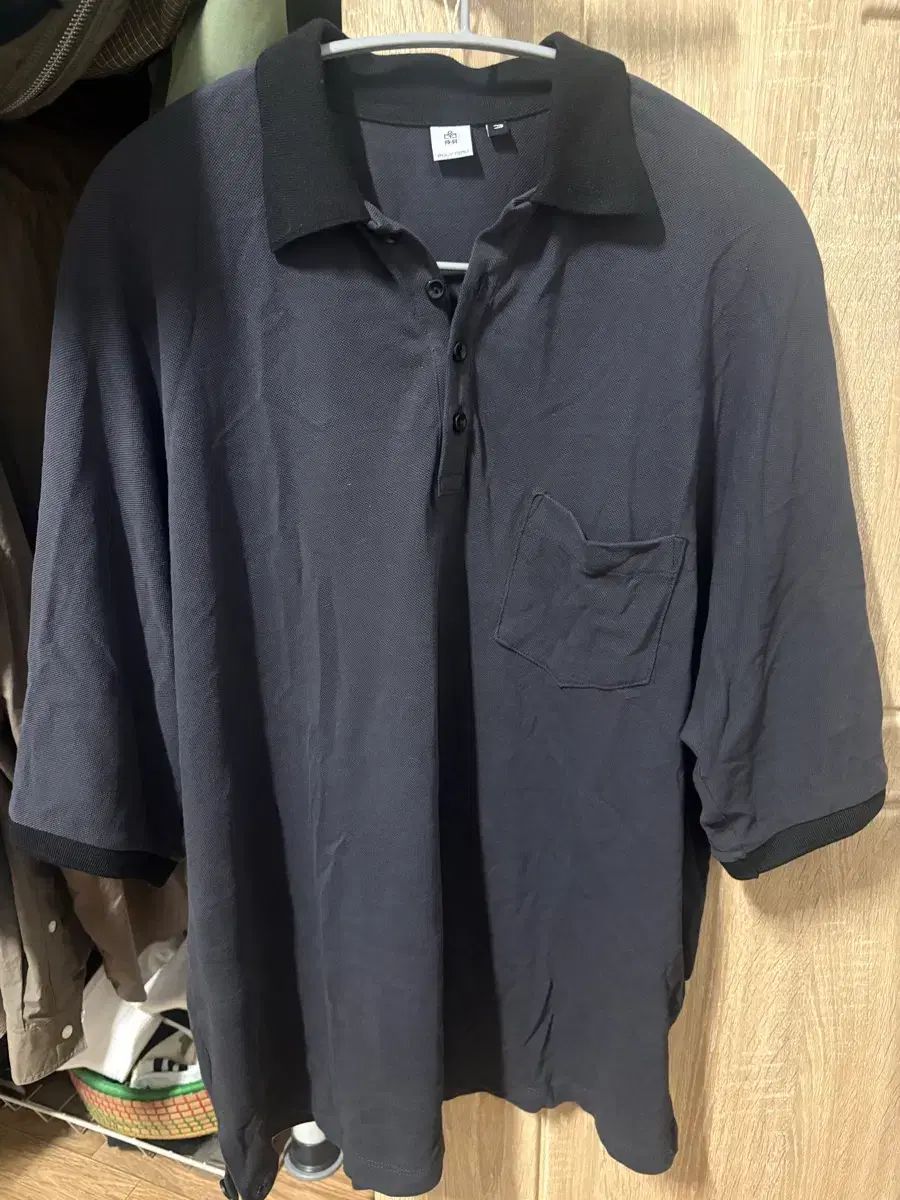 (3) POLYTERU ルーズ Tシャツ チャコール ネイビー