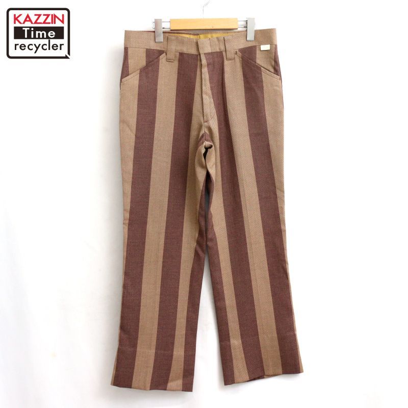DEAD STOCK 70s USA製 vintage FARAH ストライプ柄 ブーツカット パンツ メンズ 表記33サイズ