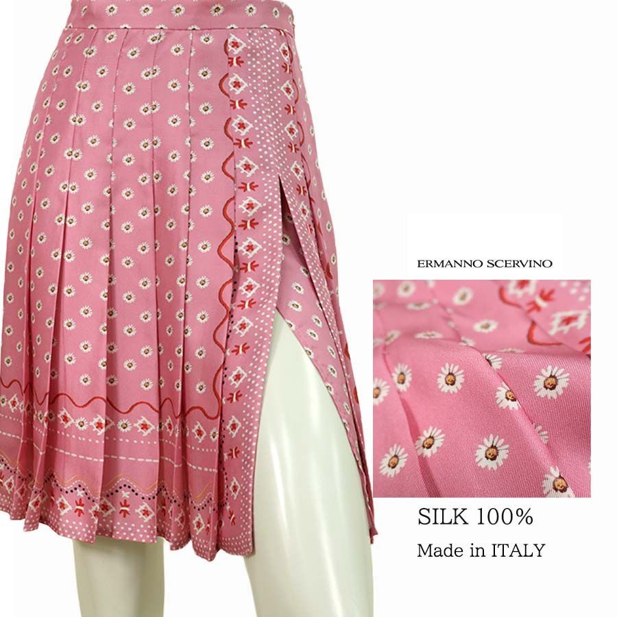 【定価￥187,000の90％OFF】ERMANNO SCERVINO【エルマンノ シェルヴィーノ】【春夏物】小花柄プリントプリーツスカート/ピンク【サイズ38】【イタリア製】 13,140円