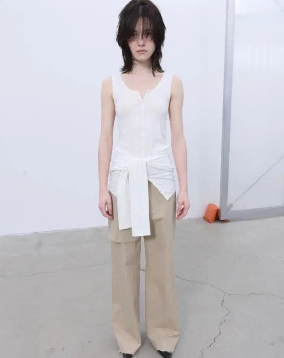 エルシーディーシー Tシャツ TM LCDC TWO-WAY BUTTON-UP TOP_WHITE