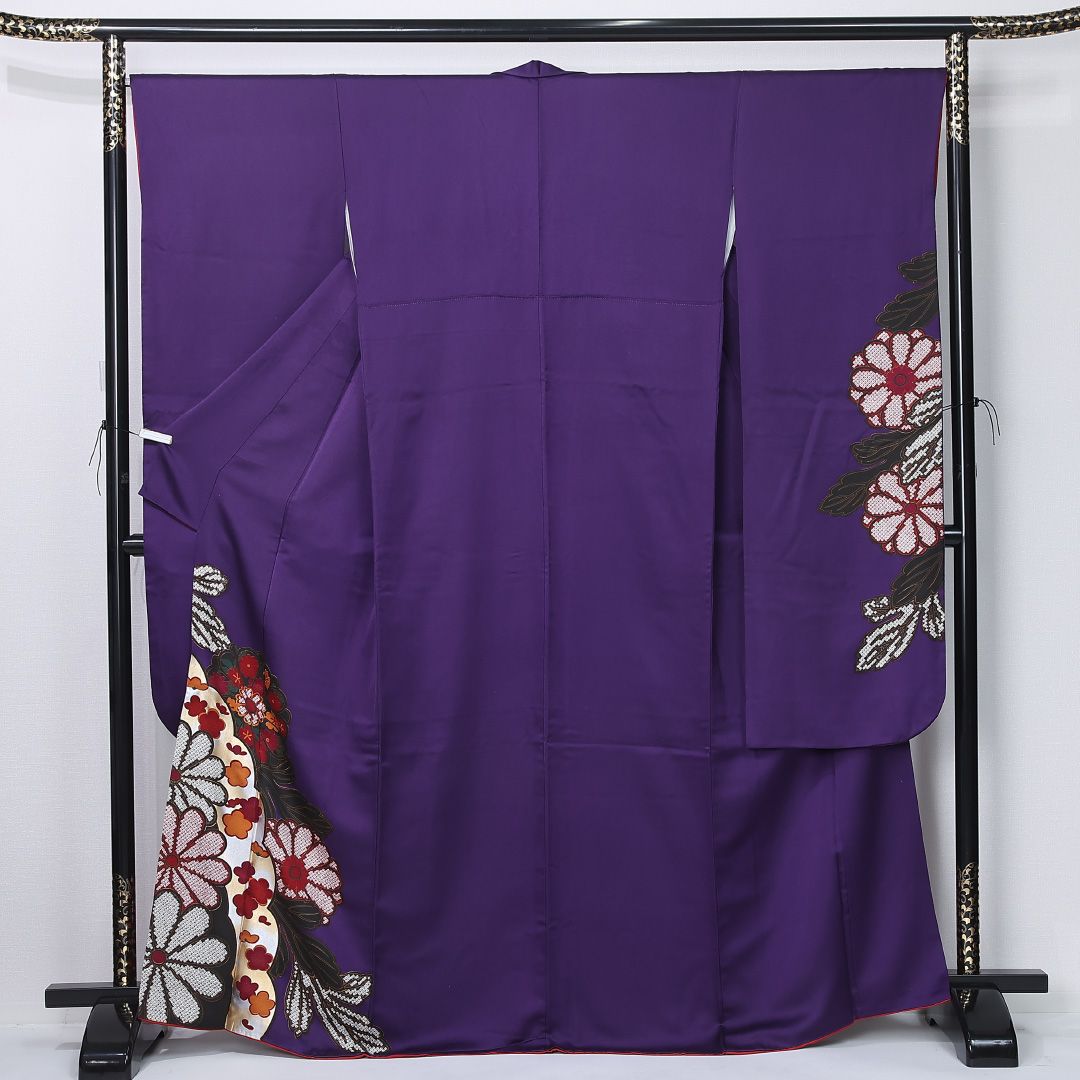振袖 袷 身丈167cm 裄丈67cm 正絹 Sランク フォーマル 広衿 XLサイズ 菊 紫系 RP 1215-06745 12,971円