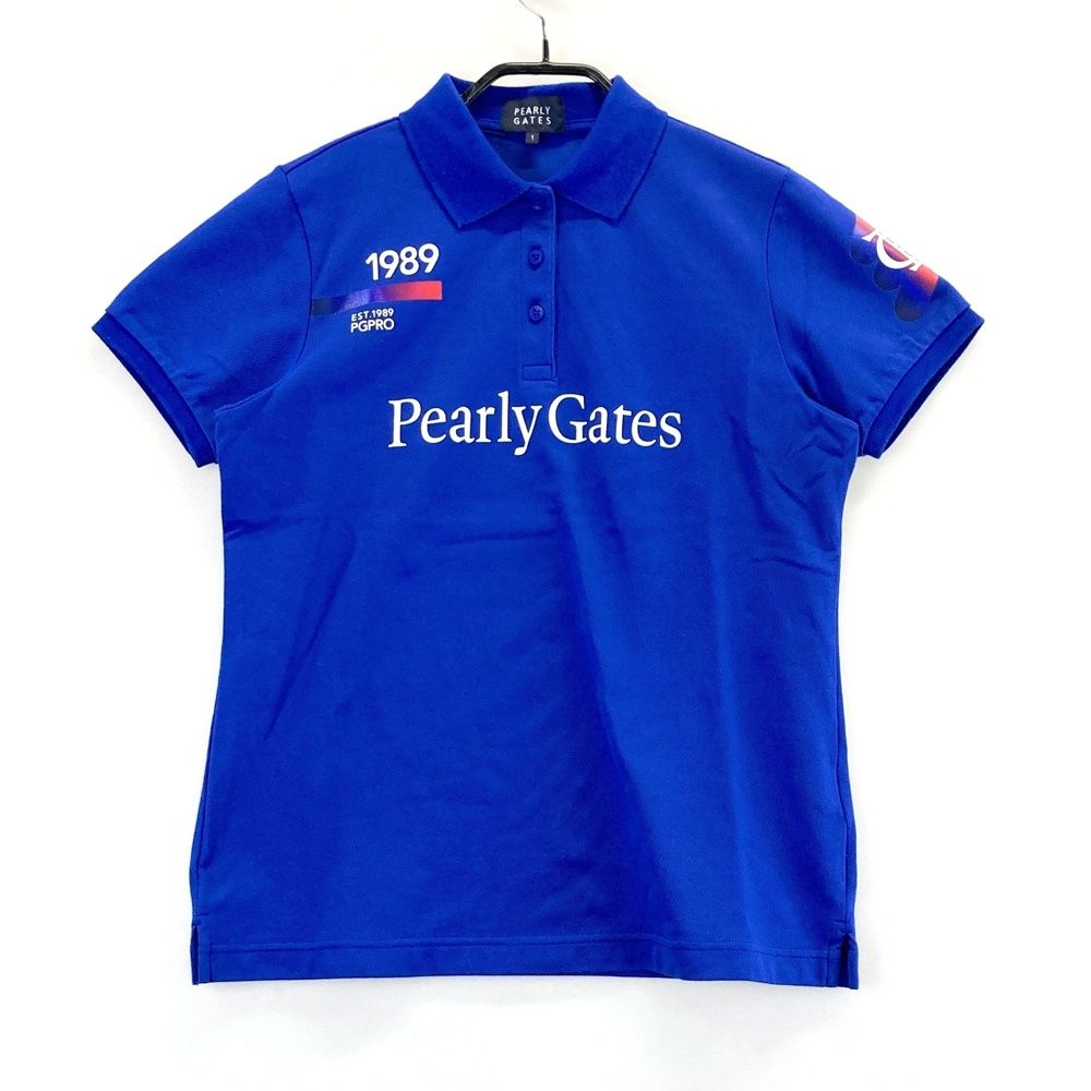 サイズ：1 PEARLY GATES パーリーゲイツ 2024年モデル ロゴプリント 半袖ポロシャツ ブルー系 [240101416188] ゴルフウェア レディース ストスト