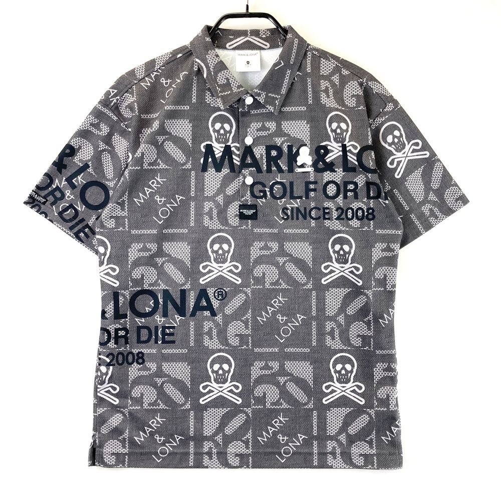 サイズ：46 MARK&LONA マークアンドロナ 2024年モデル 半袖ポロシャツ スカル ロゴ 総柄 グレー系 [240101547887] ゴルフウェア メンズ ストスト 19,008円