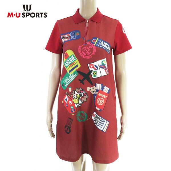 70%OFF 訳あり 新品 MU SPORTS エムユースポーツ ワンピース 44 LOP1013 L LLサイズ レッド レディース ポロワンピース 半袖 ゴルフウェア スポーツ 日本製 7,841円