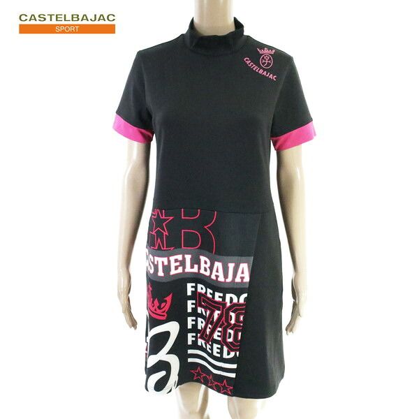 サンプル品 新品 カステルバジャックスポーツ CASTELBAJAC SPORT ワンピース 40 LOP1015 Mサイズ ブラック レディース 半袖ワンピース ストレッチ ゴルフウェア スポーツ