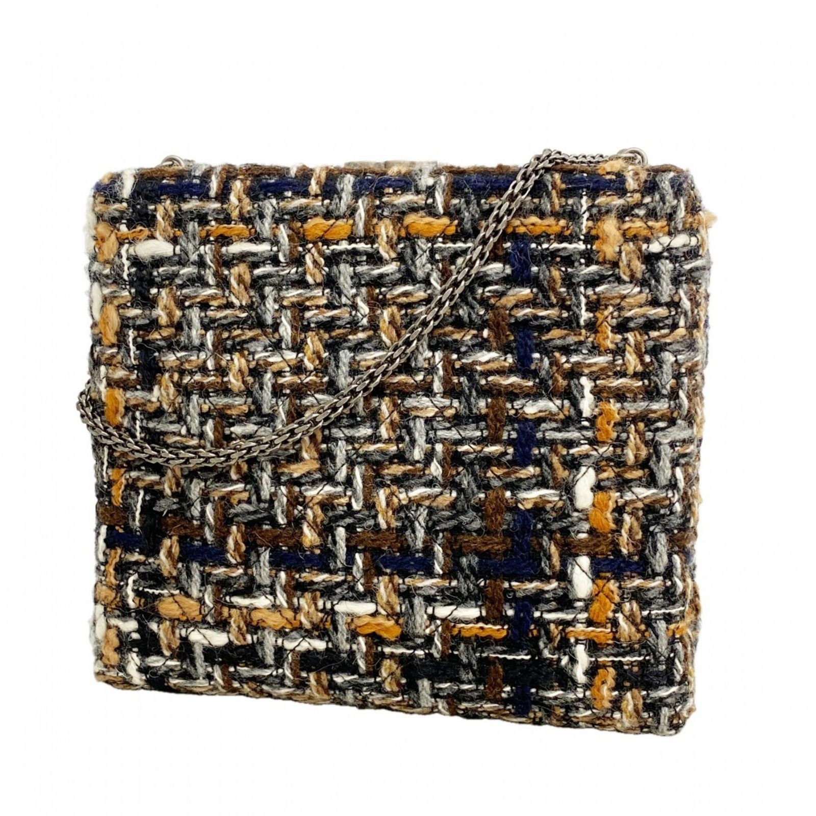 シャネル(Chanel) シャネル ショルダーバッグ チェーンショルダー ツイード ブラック ブラウン レディース