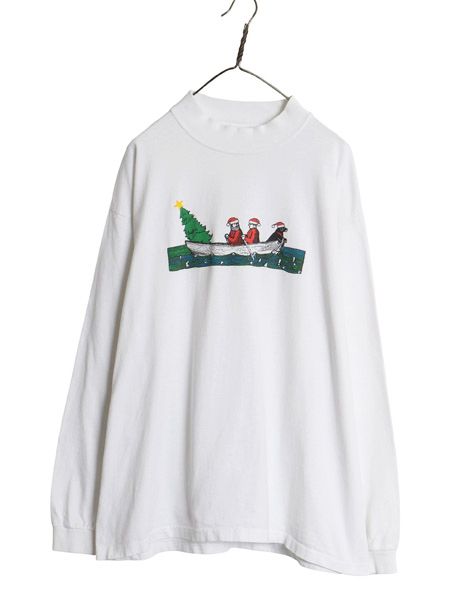 90s USA製 The Black Dog アート イラスト プリント 長袖 Tシャツ メンズ レディース XL オールド アニマル ドッグ 大きいサイズ ホワイト 8,954円