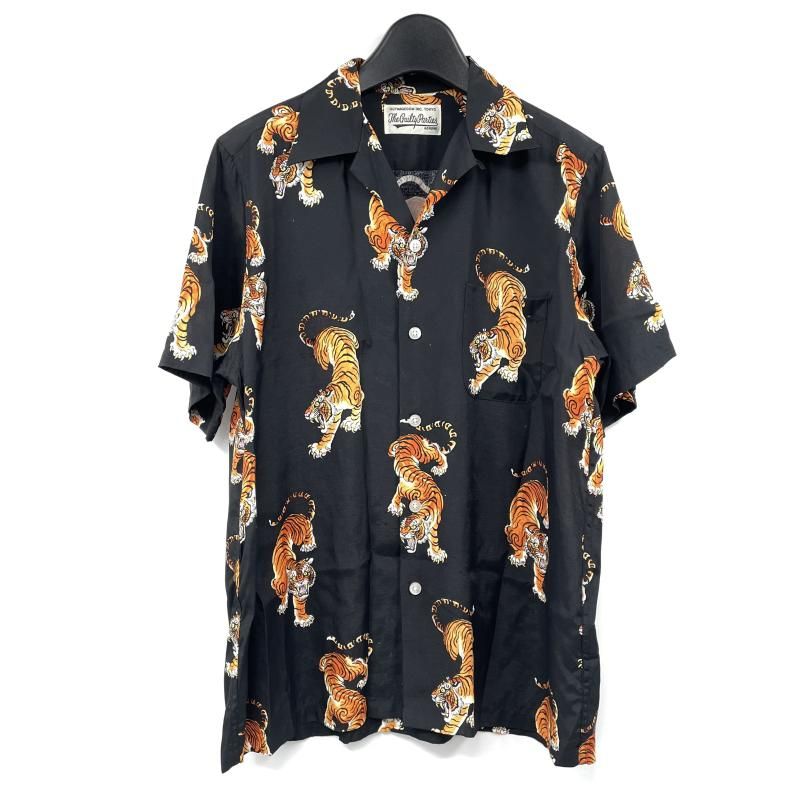 中古】WACKO MARIA TIM LEHI タイガー アロハシャツ ブラック サイズS