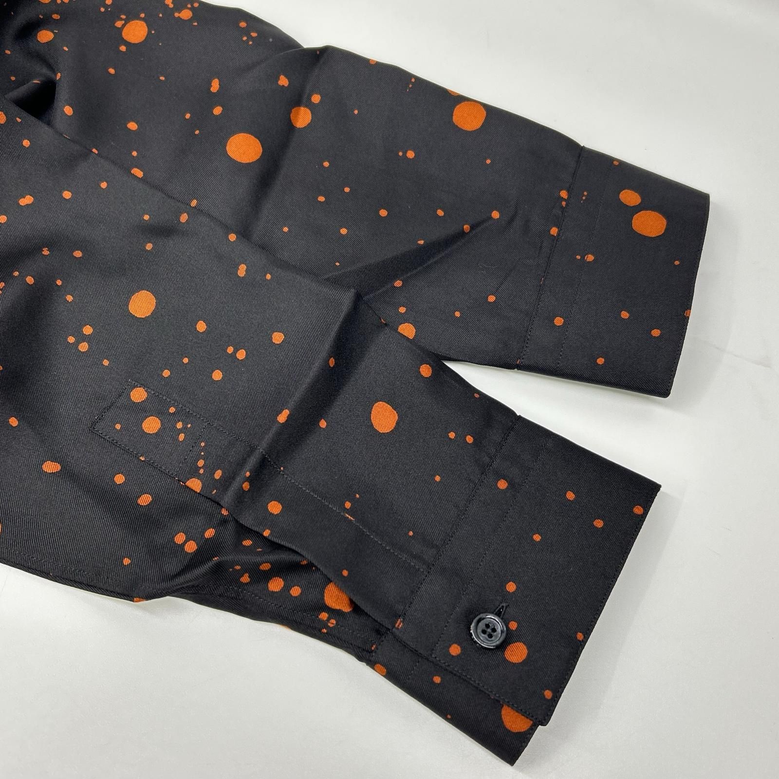 berluti ベルルッティ R18HTL52SBDL ブラック×オレンジ シルク100 ペイントドット ロングスリーブ ボタンシャツ 40 berluti ベルルッティ R18HTL52SBDL ブラック×オレンジ シルク100