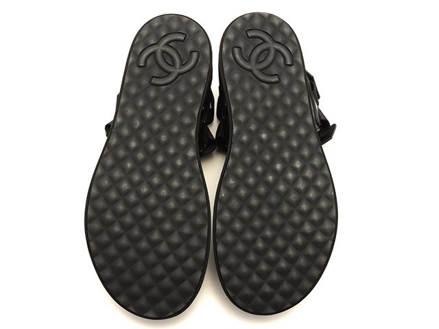 CHANEL シャネル スポーツサンダル/44/ブラック/ファブリック/ラバー