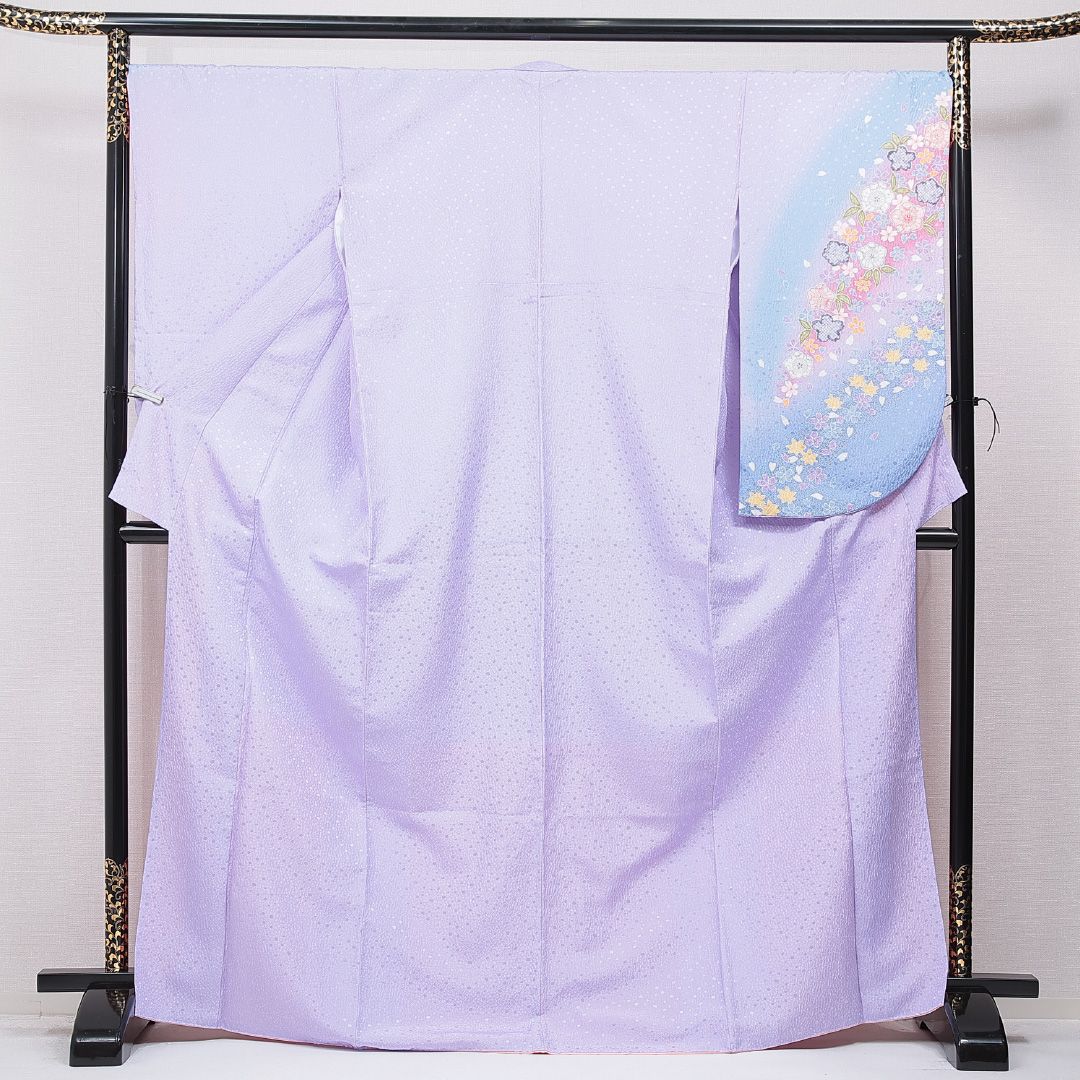 洗える着物 小振袖 袷 身丈170cm 裄丈68cm ポリエステル Sランク セミフォーマル 広衿 2XLサイズ 桜 紫系 RP 1216-07034 6,596円