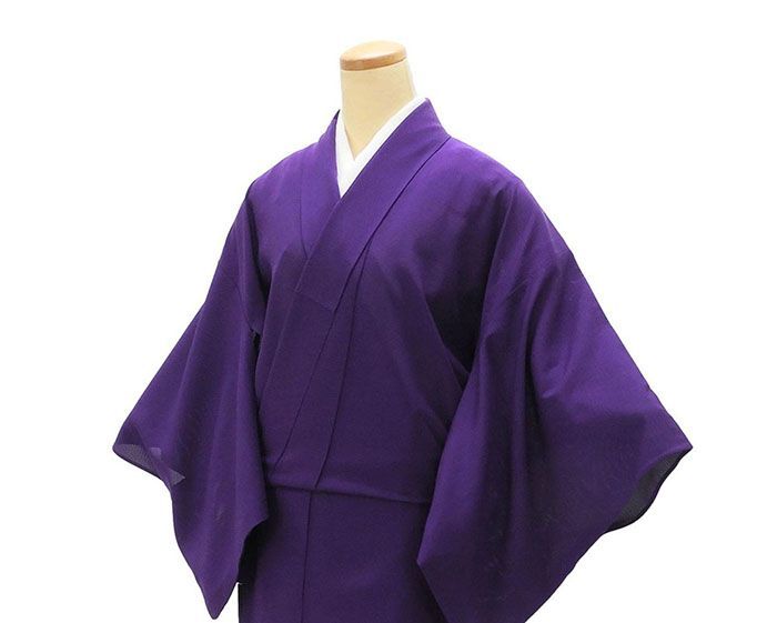 夏物 絽色無地 アウトレット 正絹 紫 身丈154.5cm 裄丈64.5cm 蔦 夏用