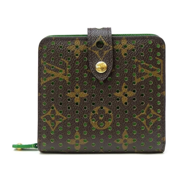 ルイ・ヴィトン LOUISVUITTON 二つ折り財布 コンパクトジップ M95218 モノグラム・ペルフォ ヴェール
