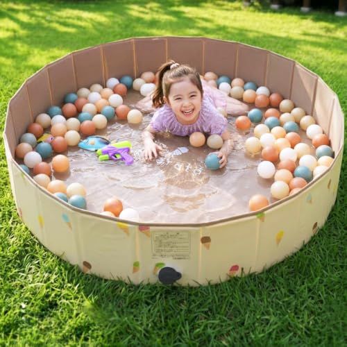 (ケラッタ) プール 折りたたみ【10秒でパパっと組み立て】空気入れ不要 140×30cm 子供 赤ちゃん 水遊び (アイスクリーム)
