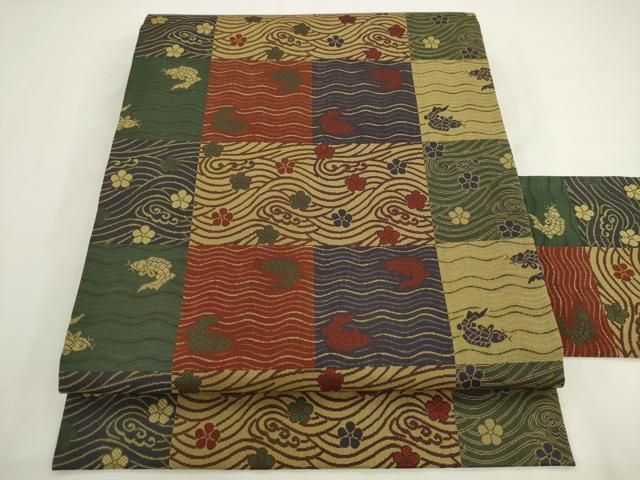 平和屋着物●全通柄九寸名古屋帯　荒磯　正絹　逸品　AABL2144pf 8,008円