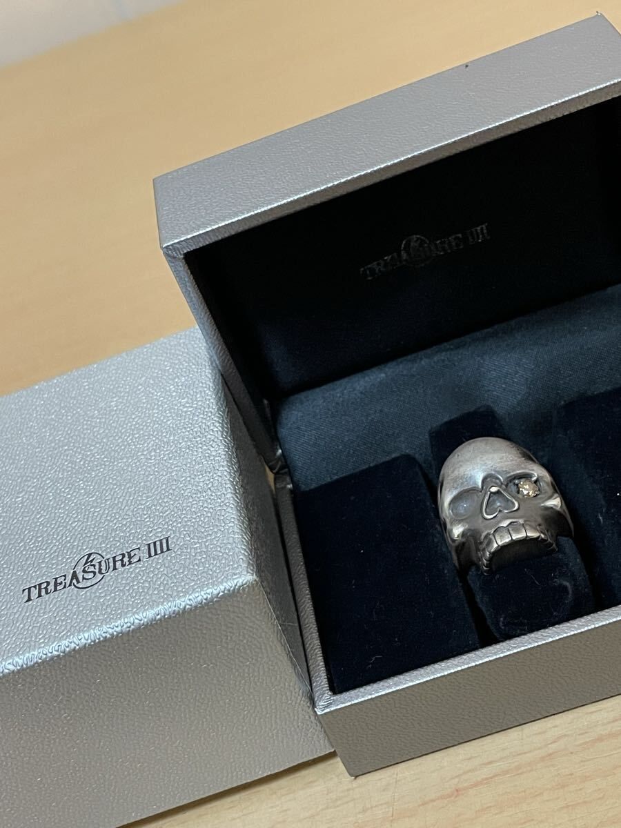 福岡出品　廃盤 TREASURE IIII ブラウンダイヤモンドスカルリング トレジャーフォー シルバー925 ブラウンダイヤモンド 17号 FK