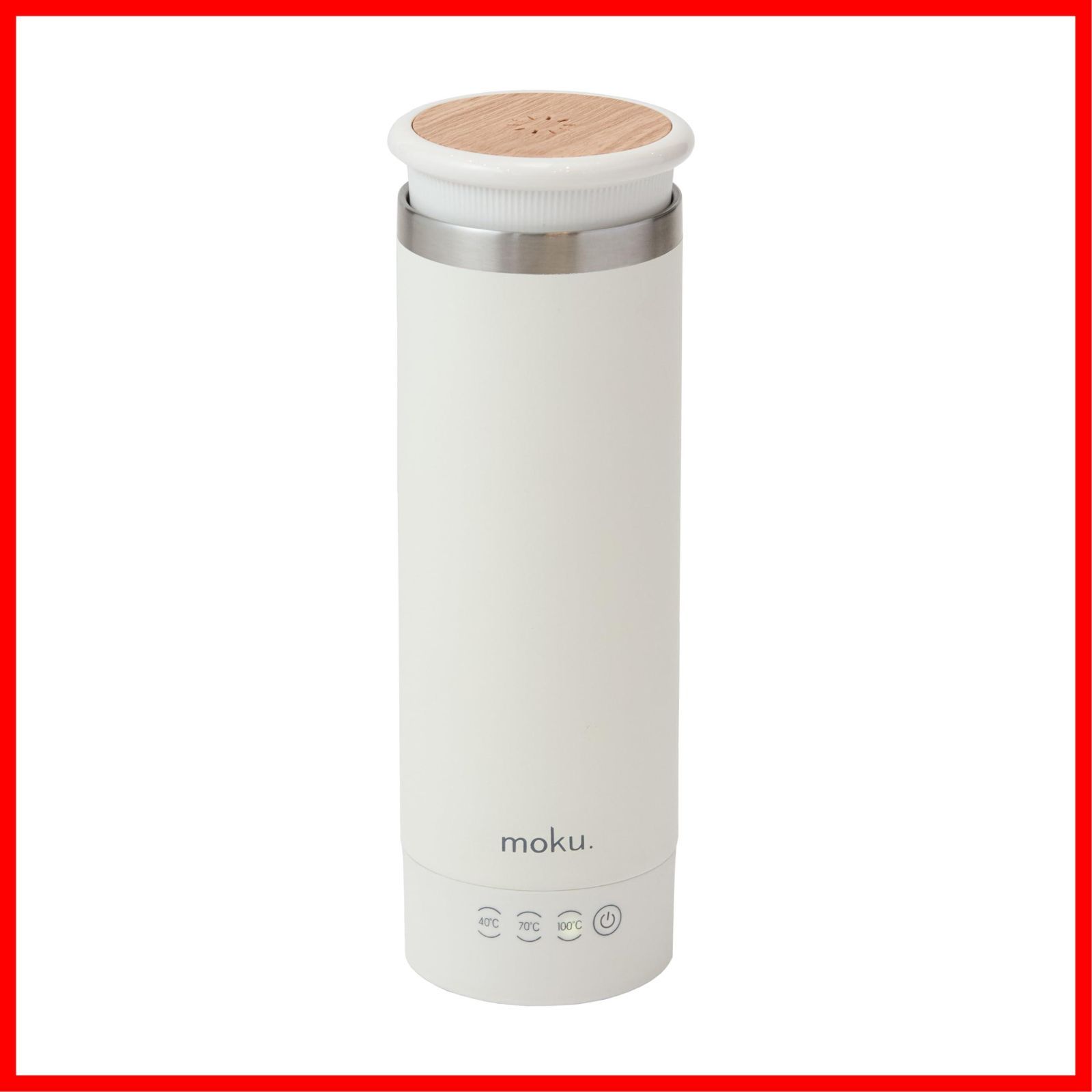 【特価商品】(モクポット) ポータブル電気ケトル moku.pot 300ml 温度調節 MEK0300W 木目 マグボトル型電気ケトル ナチュラル 1年 moku. MEK-0300/W