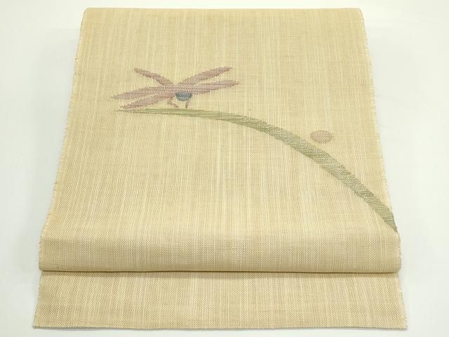 △606mn82△夏帯 粗紗 勝ち虫 トンボ 蜻蛉 八寸名古屋帯 ベージュ△美品 平和屋着物＊夏物 八寸名古屋帯 トンボ CABJ8996rv - メルカリ