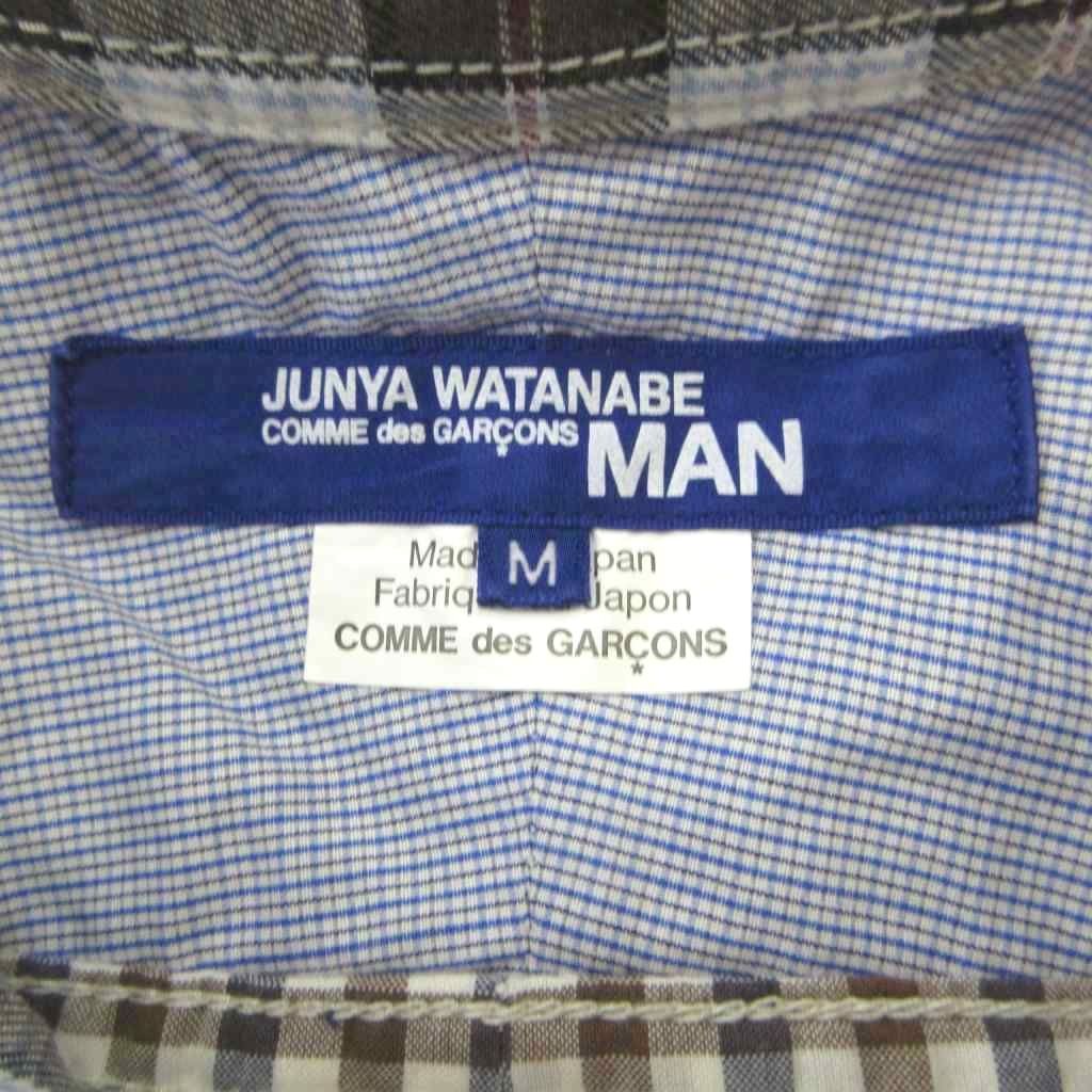 ジュンヤワタナベマン チェック柄長袖シャツ M 茶 ブラウン 青 ブルー ジュンヤワタナベマン JUNYA WATANABE MAN チェック柄長袖シャツ M 茶