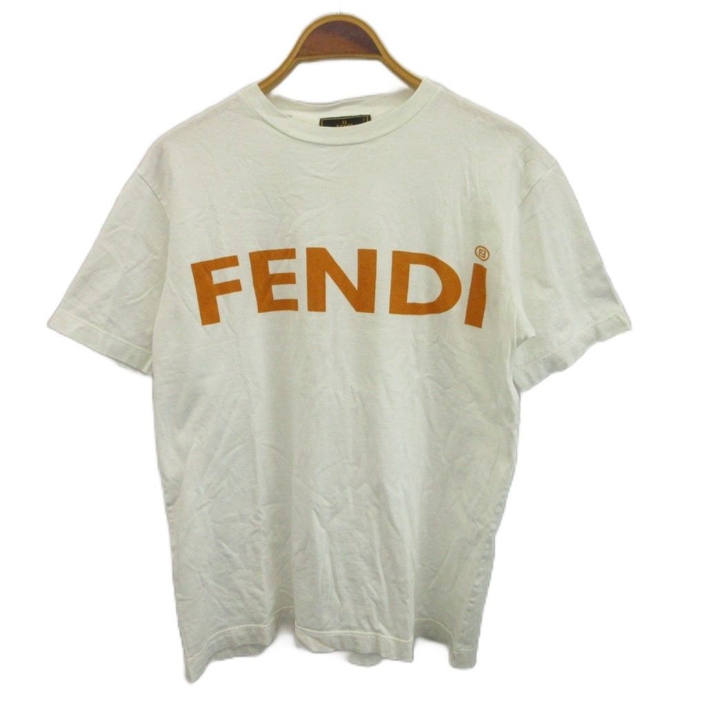 フェンディ FENDI Tシャツ 白 ホワイト ロゴプリント 半袖 カットソー /PP ■GY18
