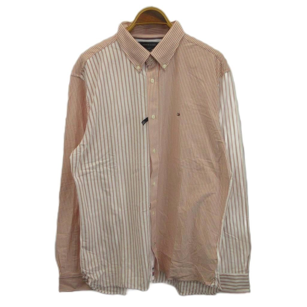 トミーヒルフィガー TOMMY HILFIGER タグ付き ボタンダウンシャツ XL ピンク 白 ホワイト ストライプ柄 長袖 MW25219 /PP