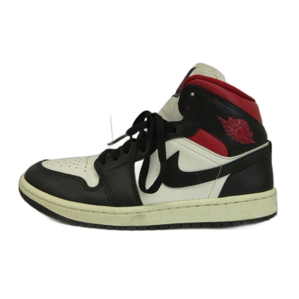 ナイキ NIKE エアジョーダン1 ミッド ブラック ジムレッド Air Jordan 1 Mid Black Gym Red スニーカー レザー ハイカット US9 26cm 黒 ブラック 白 ホワイト 赤 レッド BQ6472-061 /XZ ■GY19