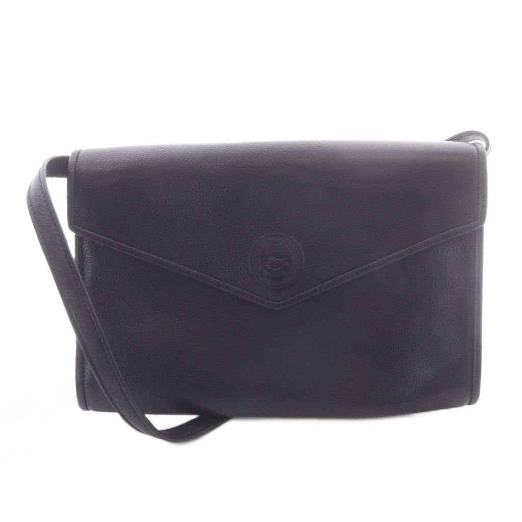 ロンシャン LONGCHAMP ショルダーバッグ レザー ロゴ 黒 ブラック