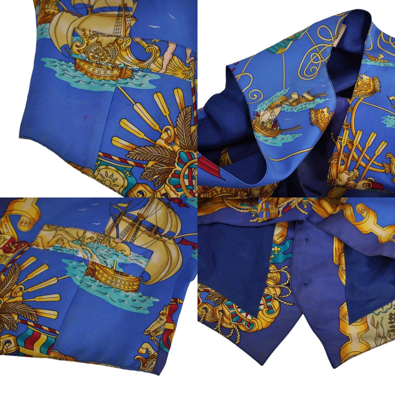 Vintage エルメス HERMES ベスト ジレ 総柄 シルク トップス メ