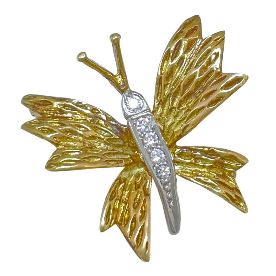 TIFFANY&Co. ティファニー ブローチ バタフライ ダイヤ ヴィンテージ 750 K18 YG Pt950 蝶 アクセサリー 希少 レア